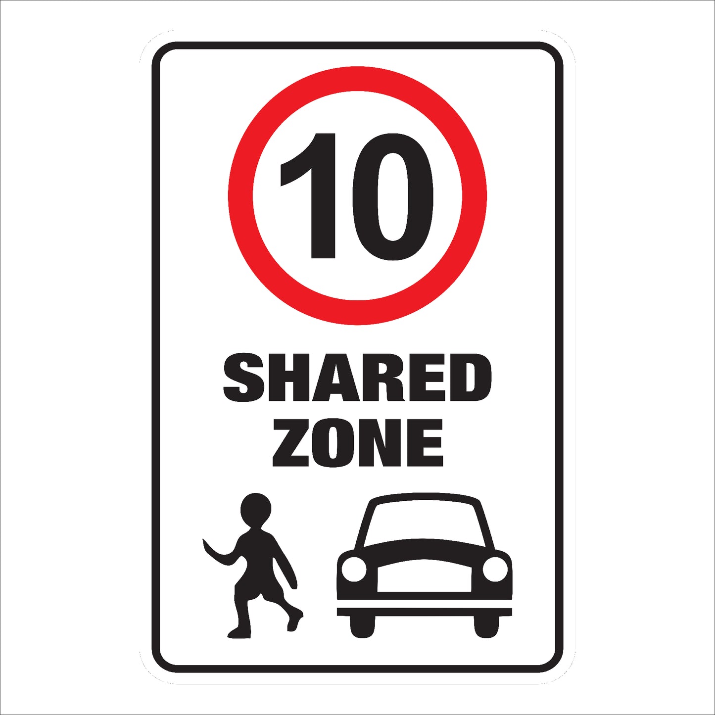 10KM Shared Zone Sign | High Visibility & Durable Traffic Regulation Notice