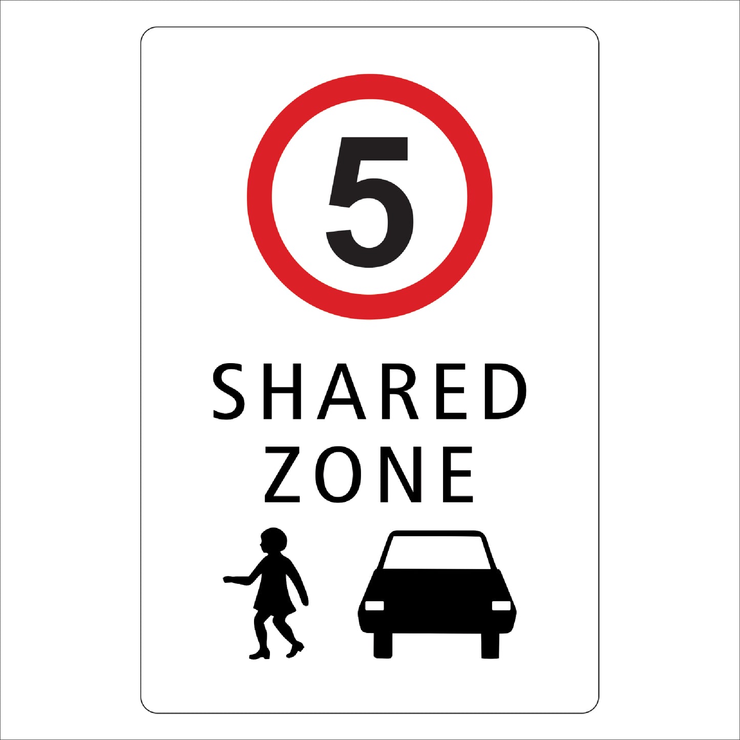 5KM Shared Zone Sign | High Visibility & Durable Traffic Regulation Notice