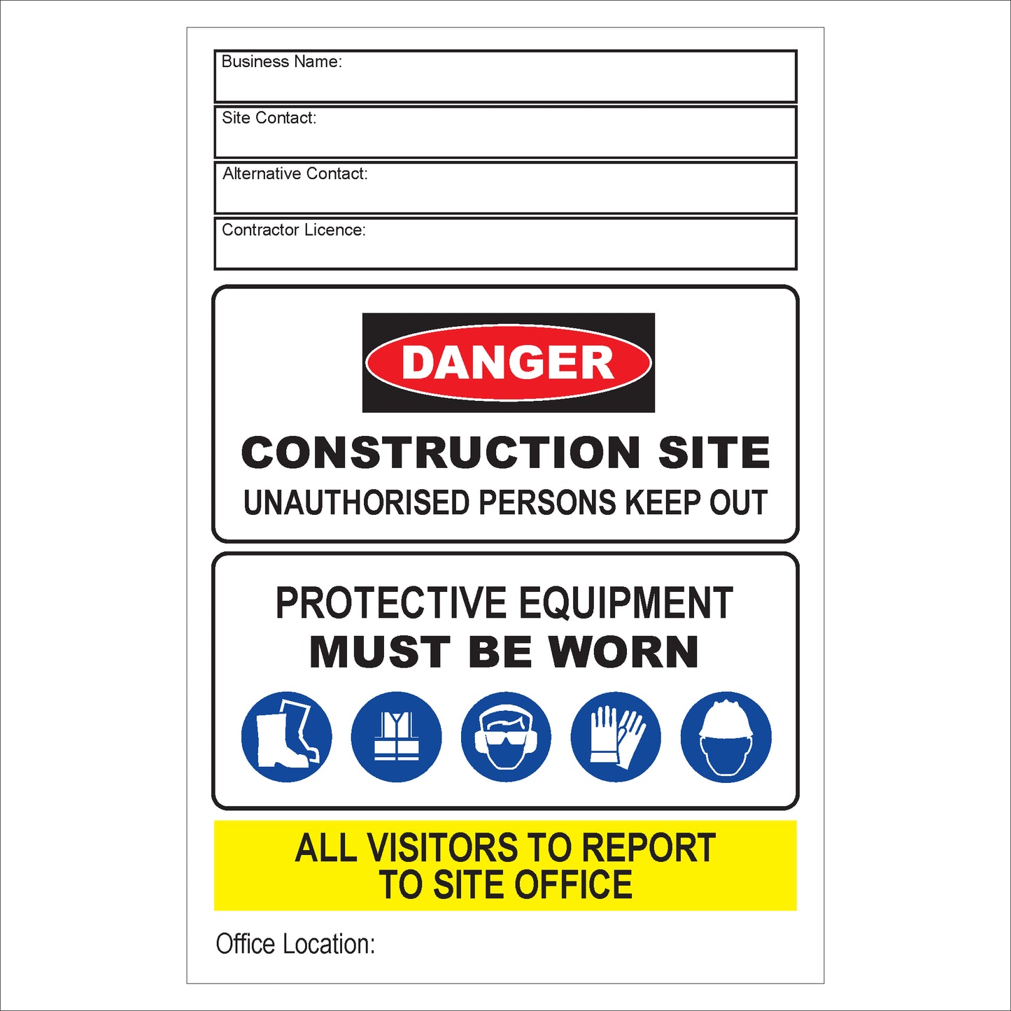 Basic Construction Sign | Durable & Easy-to-Read Safety Signage