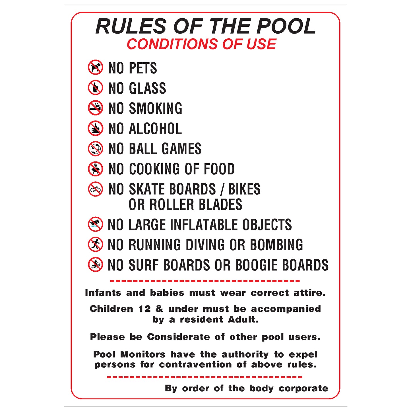 Pool Rules Sign | High Visibility & Durable Safety Guidelines Notice