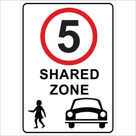 Speed limit signs 5km Shared zone
