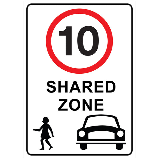 Speed limit signs 10km Shared zone