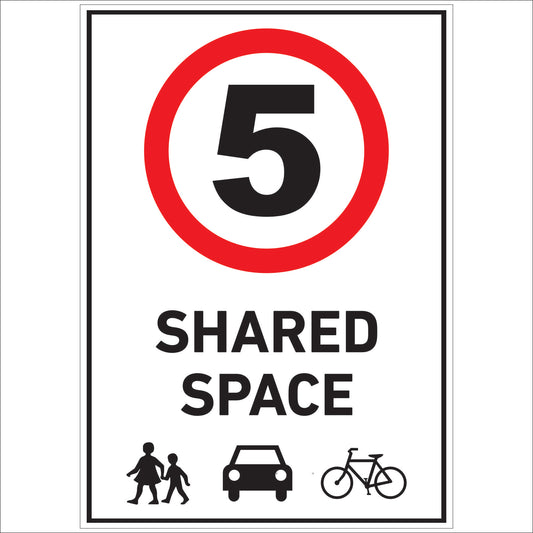 Speed limit signs 5km Shared zone
