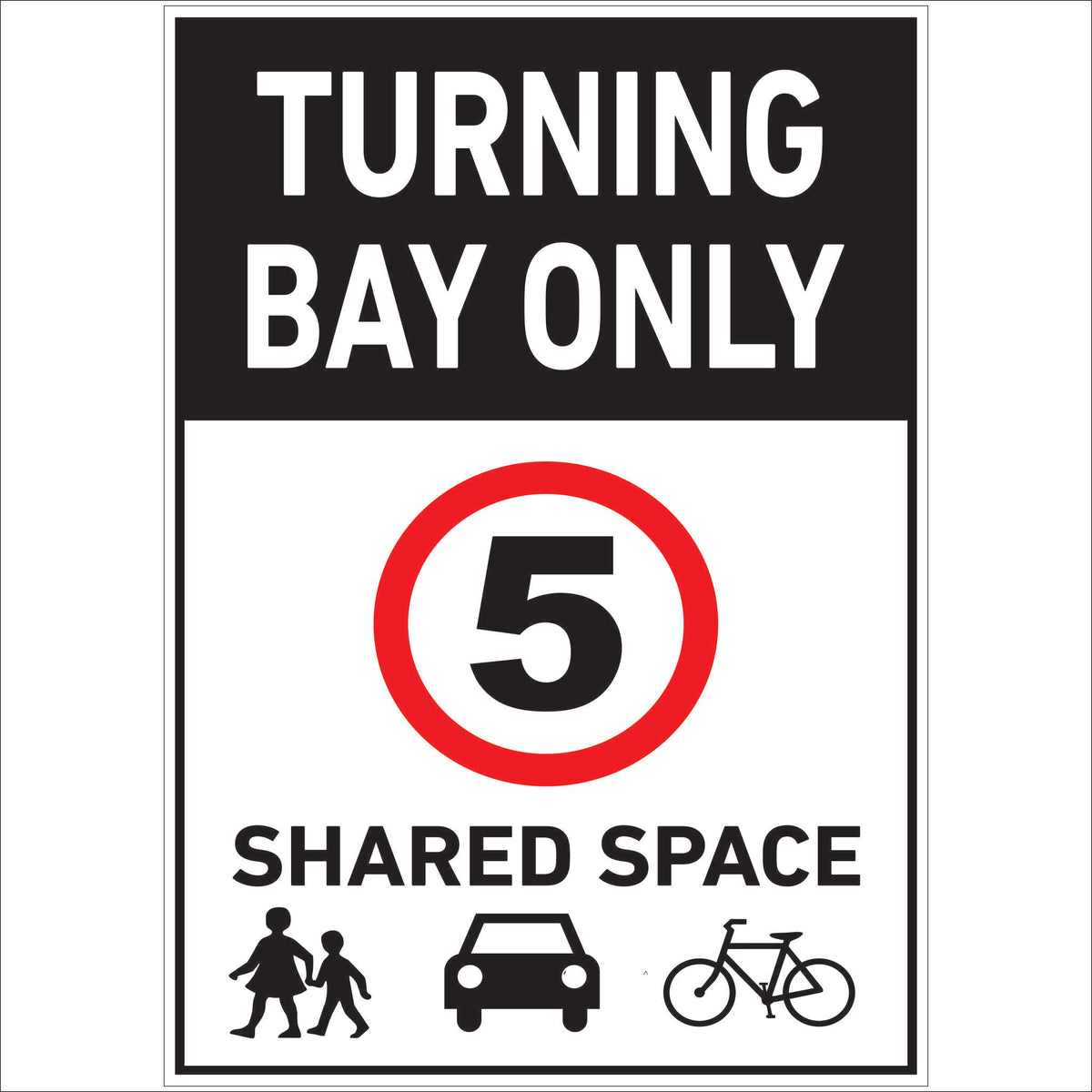Speed limit signs 5km Shared zone