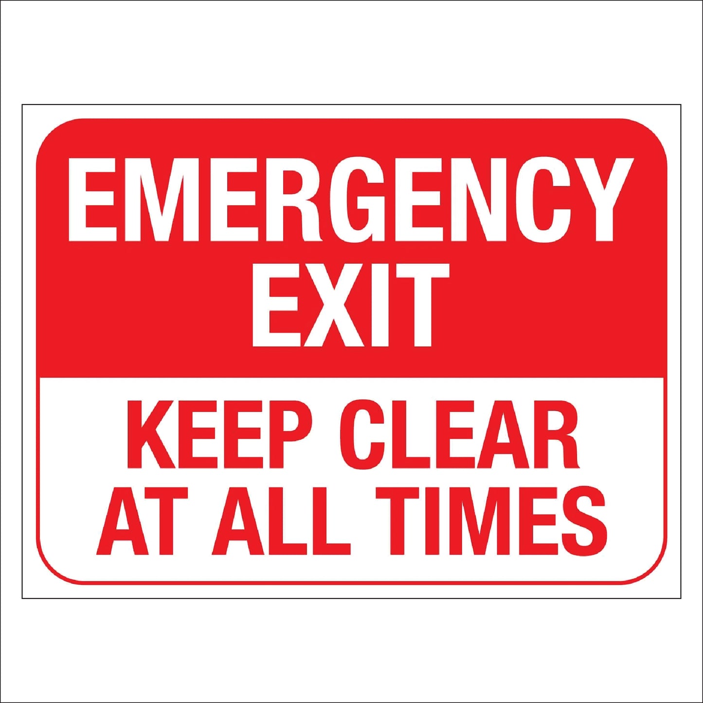 Emergency Exit Sign Keep Clear at All Times - High Visibility & Durable Safety Signage