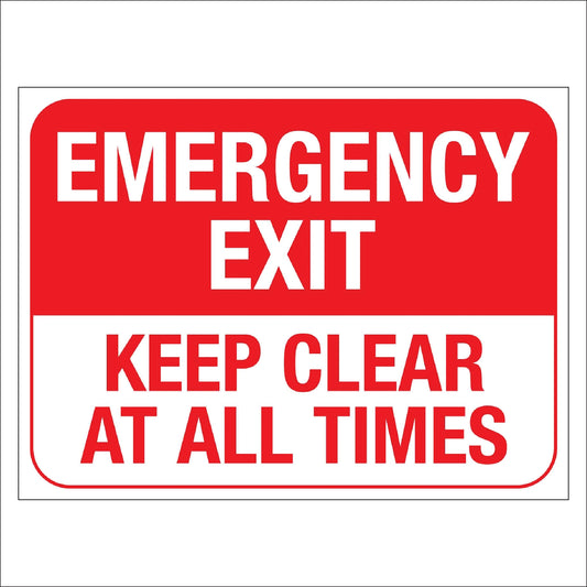 Emergency Exit Sign Keep Clear at All Times - High Visibility & Durable Safety Signage