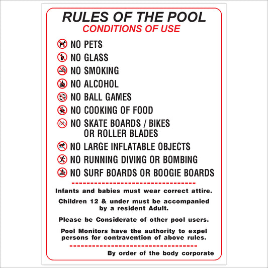 Pool Rules Sign | High Visibility & Durable Safety Guidelines Notice
